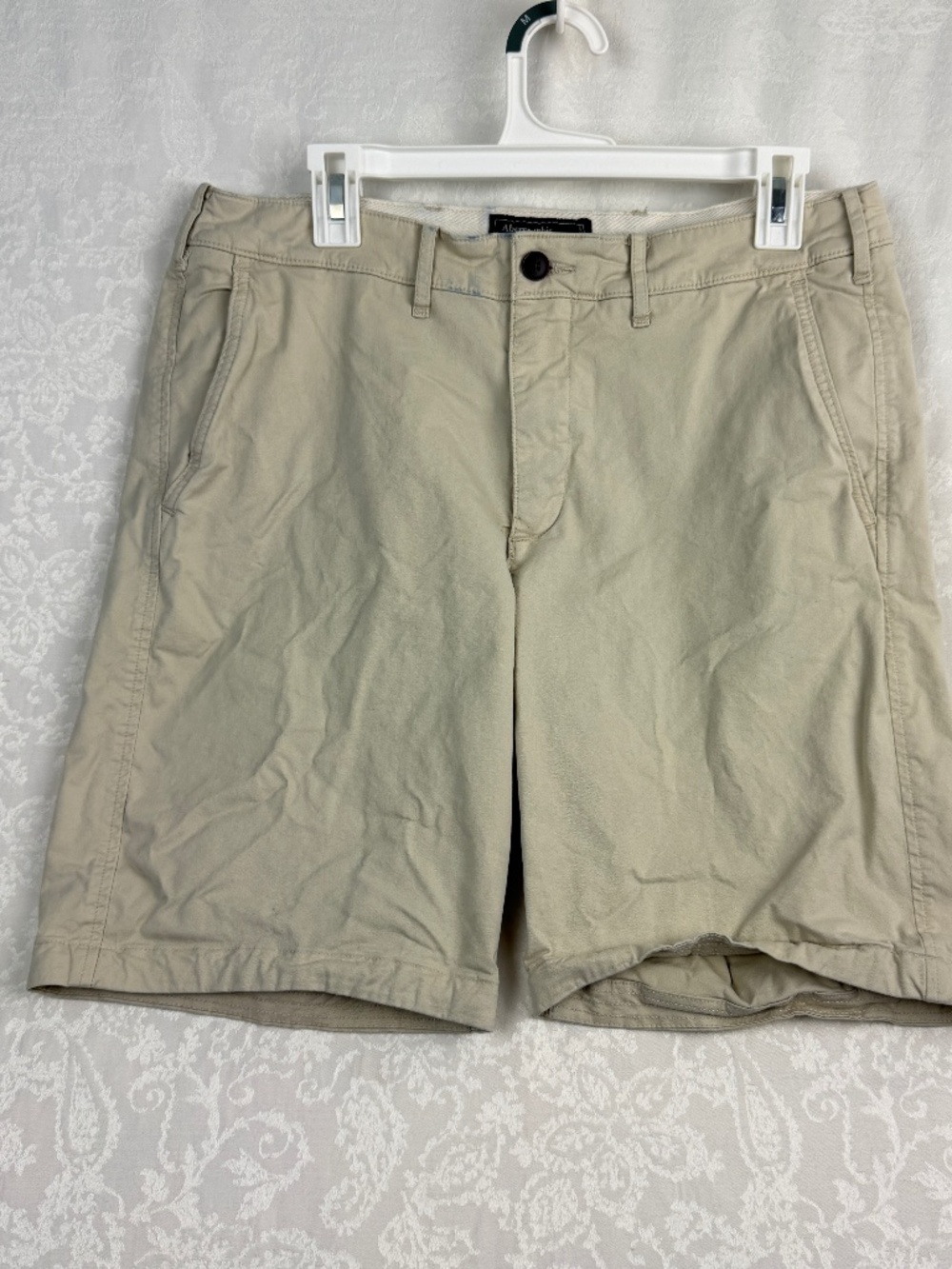 Abercrombie & Fitch Men's 34 Khaki Shorts Casual Flat Front Chino 8" Inseam